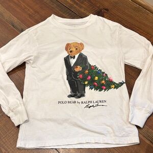 Ralph Lauren Kids White Long Sleeve Polo Bear Tee